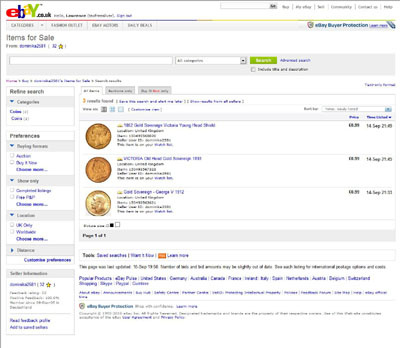 dominika2581 Three Sovereign eBay Auction Listings